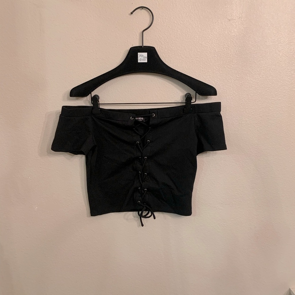 Lace up off the shoulder crop top